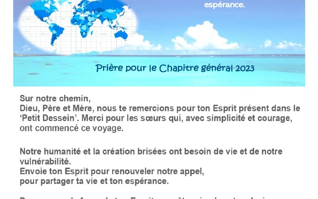 PRIERE POUR LE CHAPITRE GÉNÉRAL 2023
